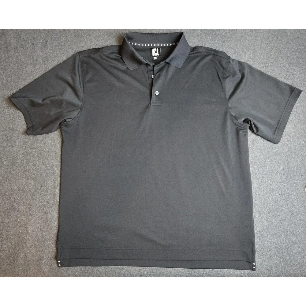 FootJoy Polo Shirt Mens 2XL Black Performance Golf Lightweight Short Sleeve - Picture 4 of 11